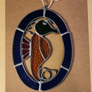 Stained Glass Seahorse Suncatcher Coastal Beach Ocean
